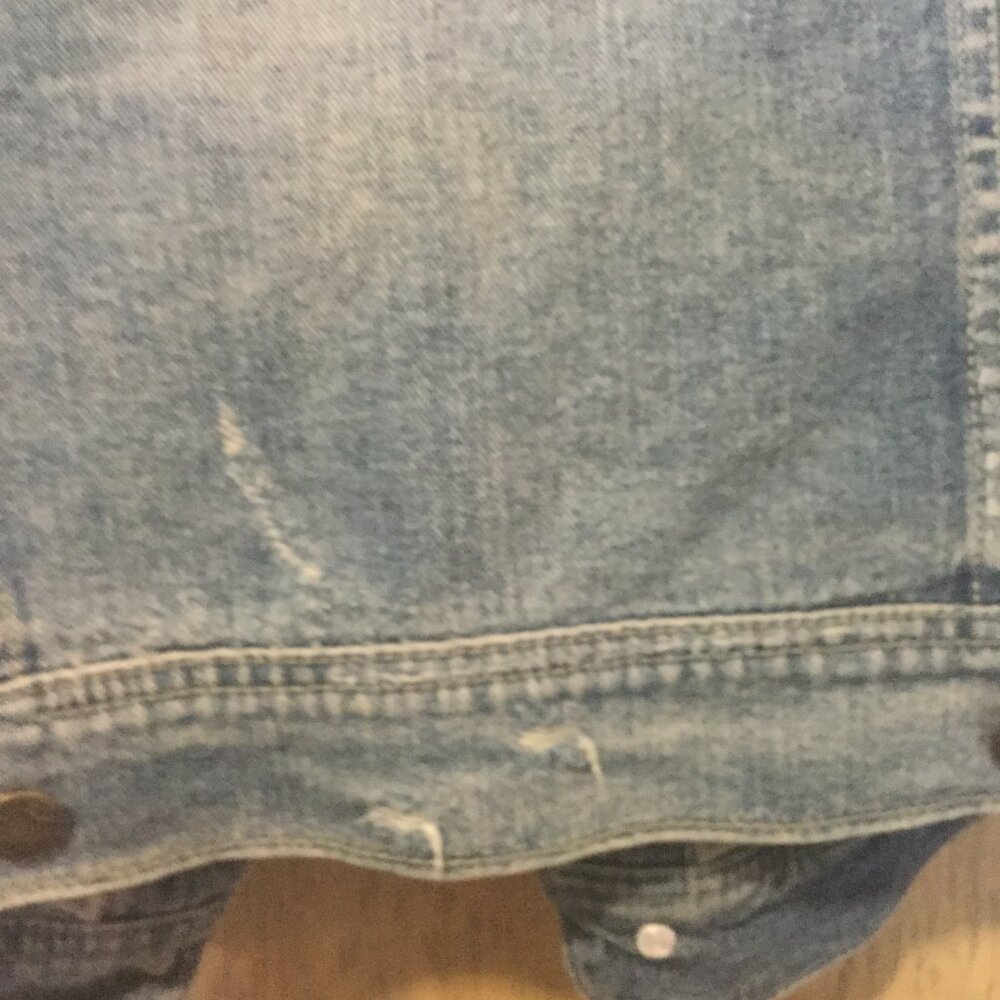 Free People denim jacket with gray arms and hood - Picture 5 of 8